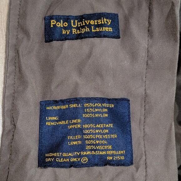 Polo University Ralph Lauren Wool Blend Leather Collar Trench Chore Coat Large - Picture 5 of 10
